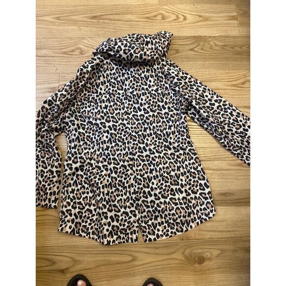 Susan Graver Leopard Print Anorak Rain coat hood water resistant packable Medium - Picture 5 of 5